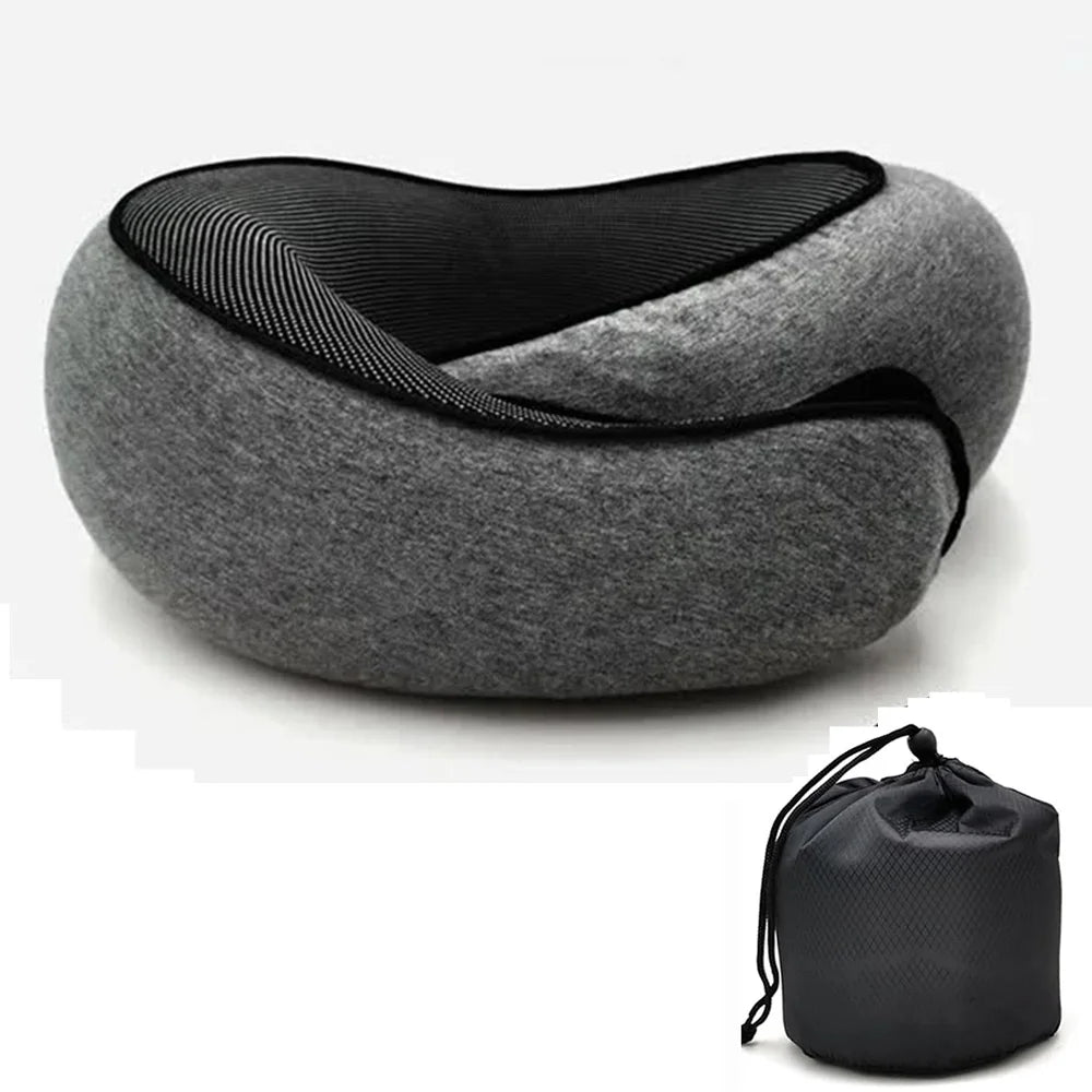 Travel Neck Pillow Memory Foam U-shaped Pillow Snail Style Travel Neck Support Portable Adjustable Soft Noon Break Sleep Pillows